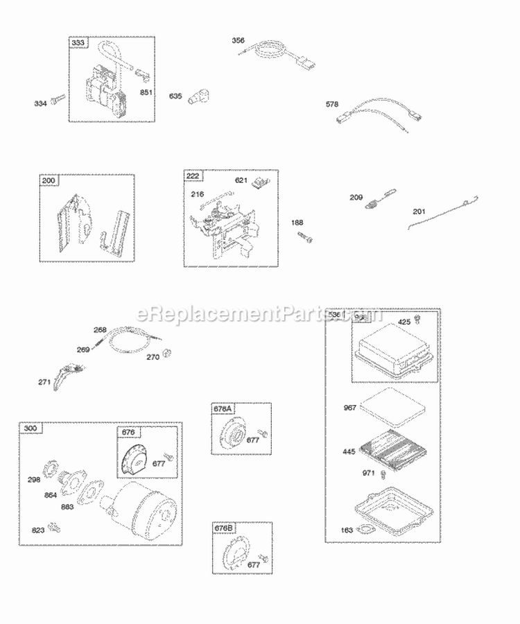 Air Cleaner Controls Exhaust System Governor Spring Ignition Diagram and Parts List for 095212-0244-E1  Briggs and Stratton Engine